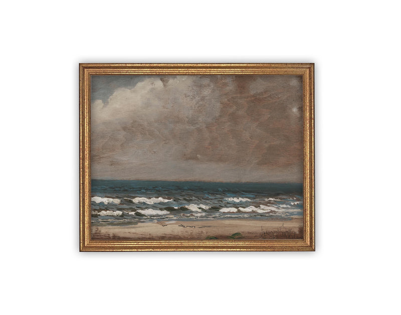 Vintage Framed Canvas Art // Framed Vintage Print // Vintage Painting // Coastal Beach Seascape // Farmhouse print //#COAS-140