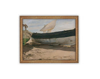 READY to SHIP 11x14 Framed Sailboat Canvas Art: Nautical Beach Print