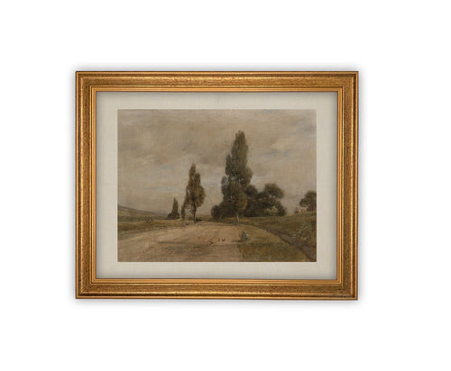 Vintage Framed Canvas Art // Vintage Neutral Minimalist Print // Vintage Painting // Muted Landscape Print // Farmhouse print //#LAN-236