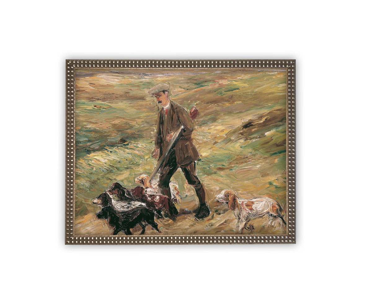 Vintage Framed Canvas Art // Framed Vintage Print // Vintage Painting // Vintage Portrait of a Man with Dogs// Farmhouse print //#P-546