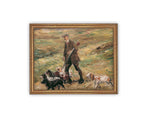 Vintage Framed Canvas Art // Framed Vintage Print // Vintage Painting // Vintage Portrait of a Man with Dogs// Farmhouse print //#P-546