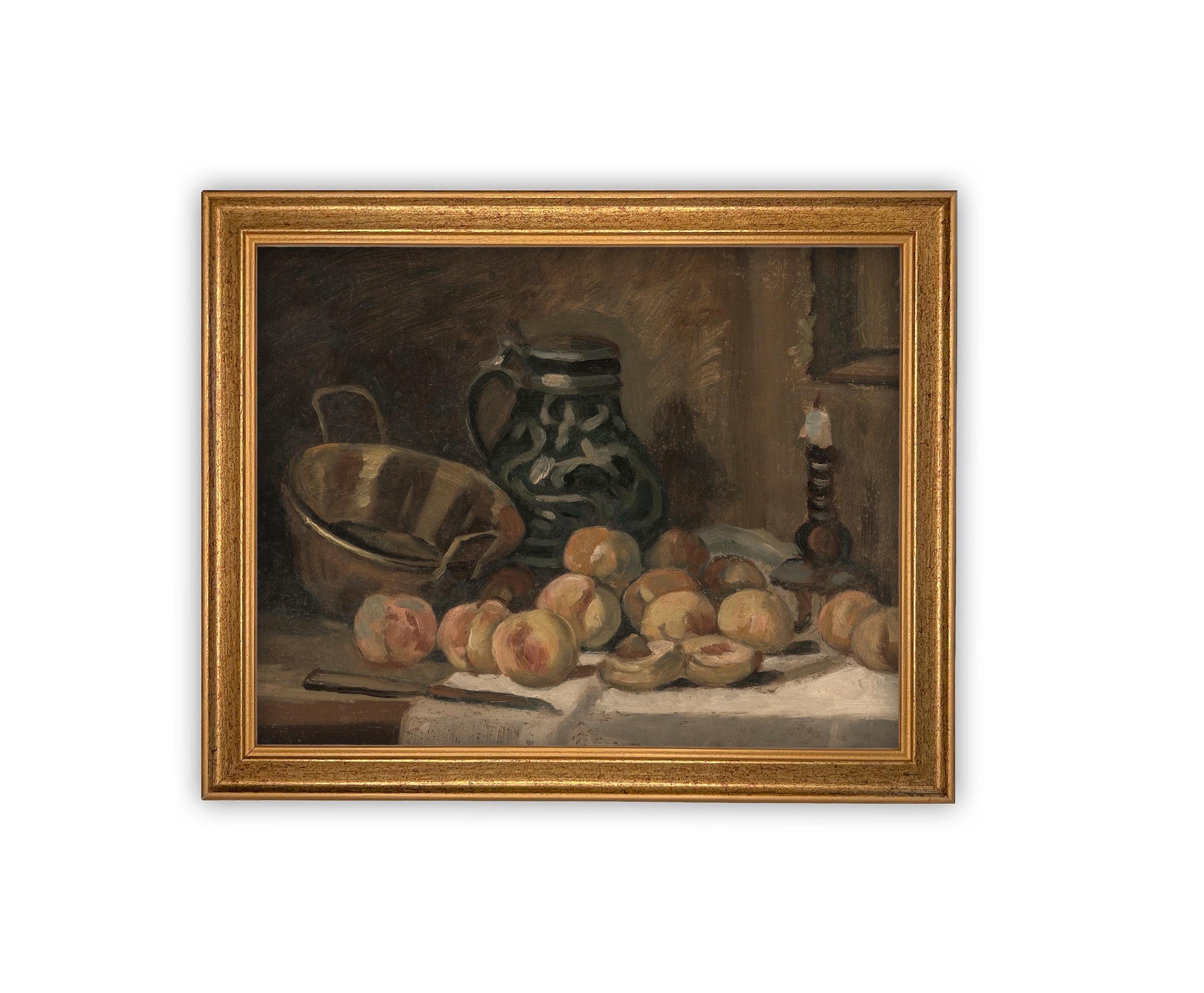 Vintage Framed Canvas Art // Framed Vintage Print // Vintage Painting // Vintage Kitchen Still Life // Farmhouse print //#ST-631