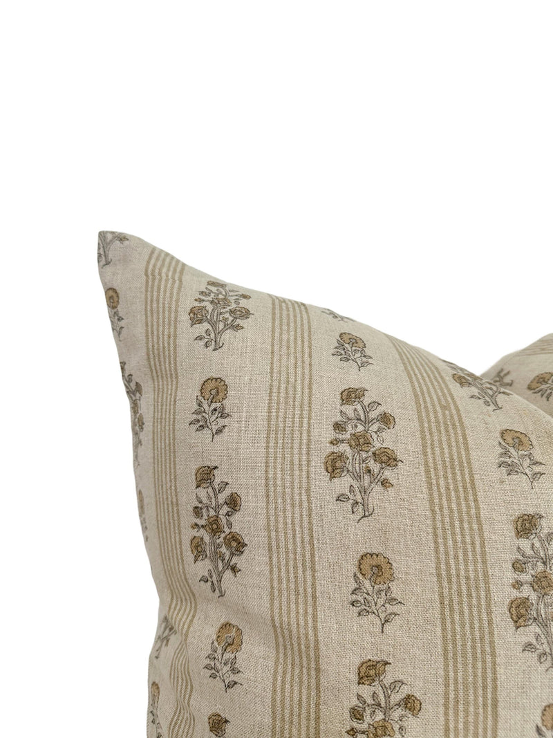 Designer "Napavine" Floral Pillow Cover // Tan, Cream Gray and Natural Pillow Cover // Boutique Pillow Covers // Modern Farmhouse