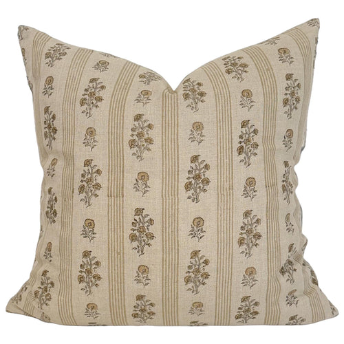 Designer "Napavine" Floral Pillow Cover // Tan, Cream Gray and Natural Pillow Cover // Boutique Pillow Covers // Modern Farmhouse