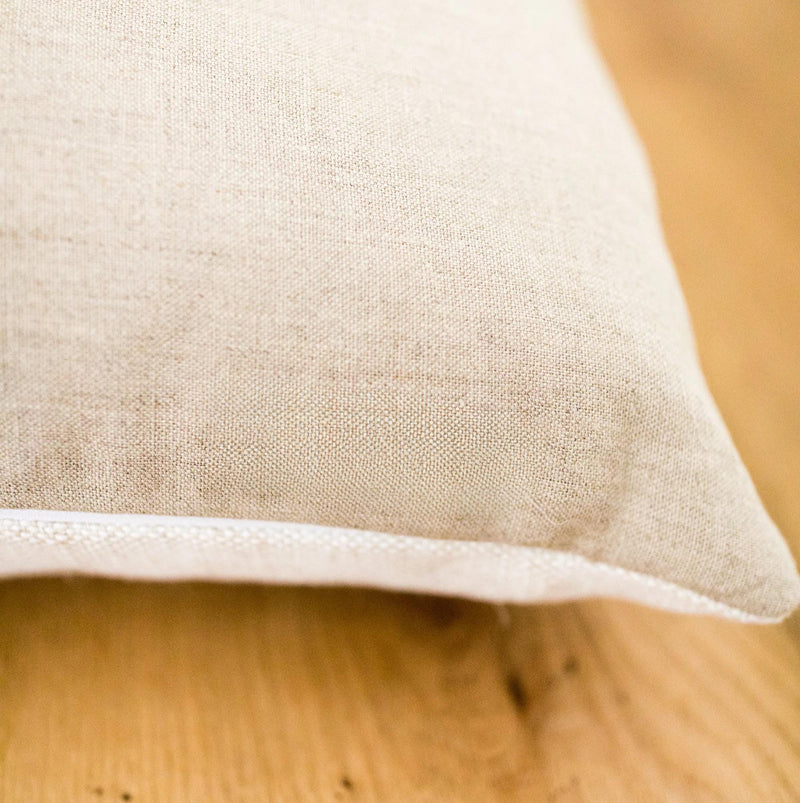 Designer "Wales" Woven Stripe Pillow Cover // Neutral Brown White Linen Pillow Cover // Boutique Pillow Covers // Modern Farmhouse