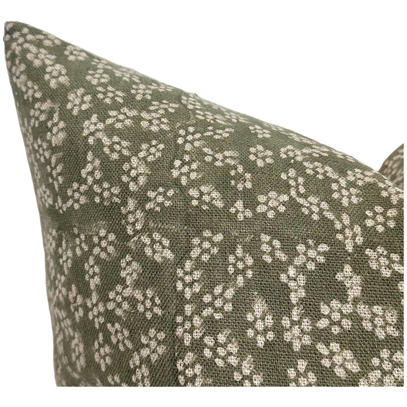 Designer "Pacific" Floral Linen Pillow Cover