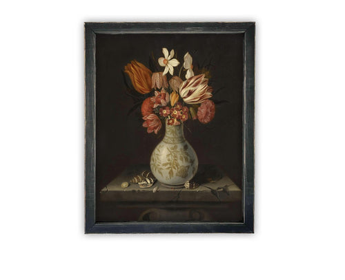 Vintage Framed Canvas Art // Framed Vintage Print // Vintage Painting // Floral Still Life Print // Botanical print //#BOT-161