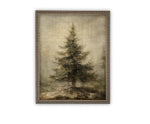 Vintage Framed Canvas Art // Framed Vintage Christmas Print // Christmas Tree Painting // Farmhouse print //#CH-325