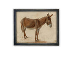 Vintage Framed Canvas Art // Framed Vintage Print // Vintage Painting // Donkey Equestrian Art // Farmhouse print //#A-179