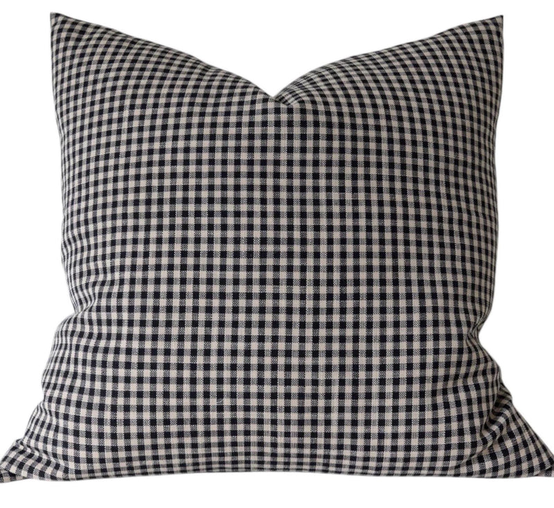 Designer "Fielding" Gingham Check Print Pillow Cover // Black White Linen Pillow Cover // Boutique Pillow Covers // Modern Farmhouse