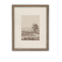 Vintage Framed Canvas Art // Framed Vintage Print // Vintage Painting // Country Landscape // Farmhouse print //#LAN-247