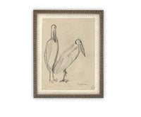 READY TO SHIP 24X36 Vintage Birds Sketch Framed Canvas Art: Nursery Print