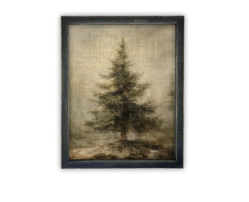 Vintage Framed Canvas Art // Framed Vintage Christmas Print // Christmas Tree Painting // Farmhouse print //#CH-325