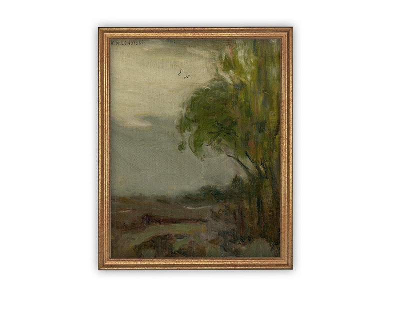 Vintage Framed Canvas Art // Framed Vintage Print // Vintage Painting // Country Landscape // Farmhouse print //#LAN-249