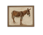 Vintage Framed Canvas Art // Framed Vintage Print // Vintage Painting // Donkey Equestrian Art // Farmhouse print //#A-179