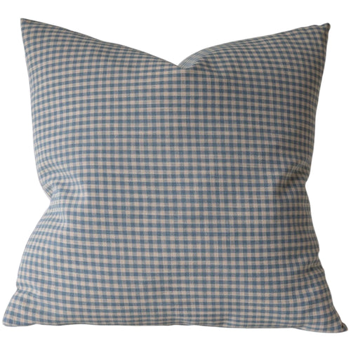 Designer "Ferron" Gingham Check Print Pillow Cover // Blue Linen Pillow Cover // Boutique Pillow Covers // Modern Farmhouse