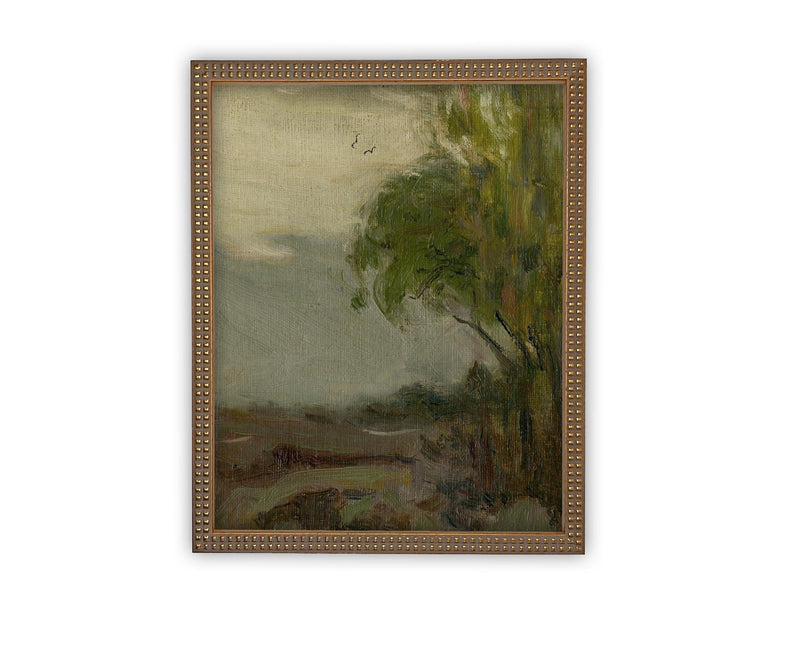 Vintage Framed Canvas Art // Framed Vintage Print // Vintage Painting // Country Landscape // Farmhouse print //#LAN-249