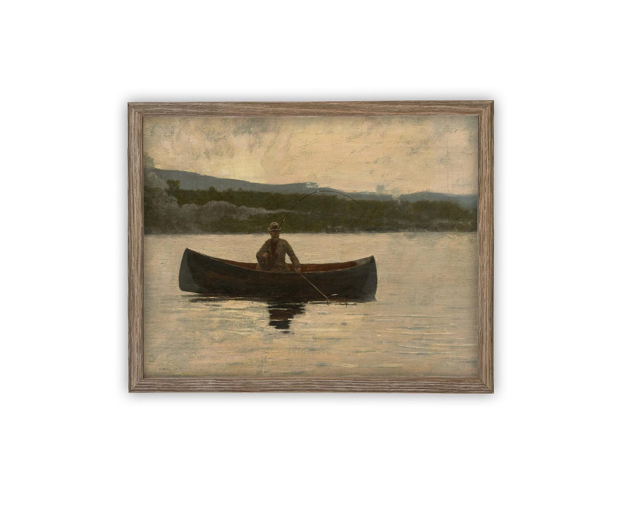 READY to SHIP 11x14 Canvas Lake Landscape Print: Vintage Cabin Art
