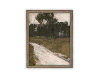 READY to SHIP 11x14 Vintage Canvas Print: Moody Green Landscape Art