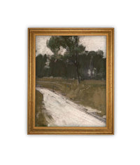READY to SHIP 11x14 Vintage Canvas Print: Moody Green Landscape Art