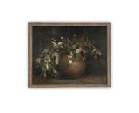 READY to SHIP 11x14 Framed Floral Canvas Print: Botanical Still Life Painting