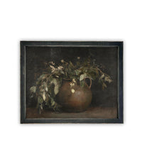 READY to SHIP 11x14 Framed Floral Canvas Print: Botanical Still Life Painting