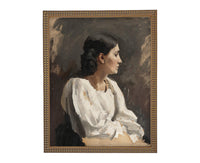 Framed Vintage Woman Portrait: Traditional Farmhouse Canvas Art Print