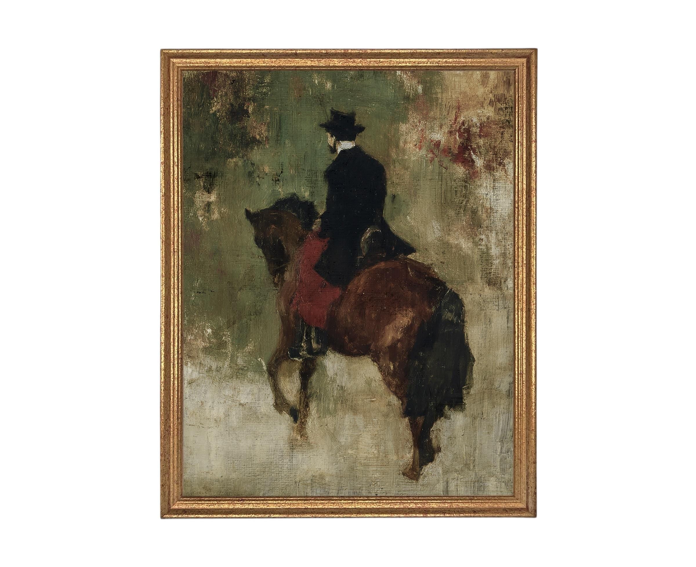 Vintage Horse Painting Print Art: Framed Canvas Print