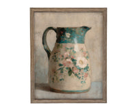 Vintage Framed Canvas Print: Spring Floral Pottery Still Life