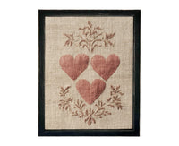 Framed Vintage Canvas Print: Folk Art Heart Tapestry Art