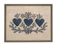 Framed Vintage Canvas Print: Folk Art Heart Tapestry Art