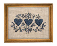 Framed Vintage Canvas Print: Folk Art Heart Tapestry Art