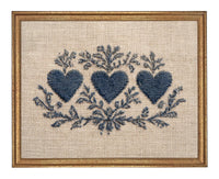 Framed Vintage Canvas Print: Folk Art Heart Tapestry Art