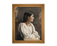 Framed Vintage Woman Portrait: Traditional Farmhouse Canvas Art Print