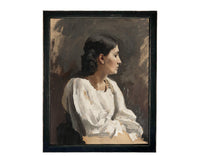 Framed Vintage Woman Portrait: Traditional Farmhouse Canvas Art Print