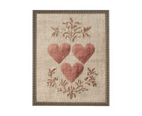 Framed Vintage Canvas Print: Folk Art Heart Tapestry Art