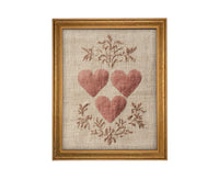 Framed Vintage Canvas Print: Folk Art Heart Tapestry Art