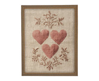 Framed Vintage Canvas Print: Folk Art Heart Tapestry Art
