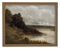 Framed Vintage Canvas Print: Moody Marsh Landscape Art