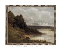 Framed Vintage Canvas Print: Moody Marsh Landscape Art
