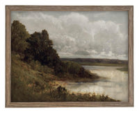 Framed Vintage Canvas Print: Moody Marsh Landscape Art