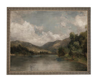 Framed Lake House Canvas Print: Vintage Moody Landscape Art