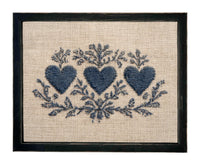 Framed Vintage Canvas Print: Folk Art Heart Tapestry Art