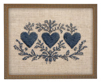 Framed Vintage Canvas Print: Folk Art Heart Tapestry Art