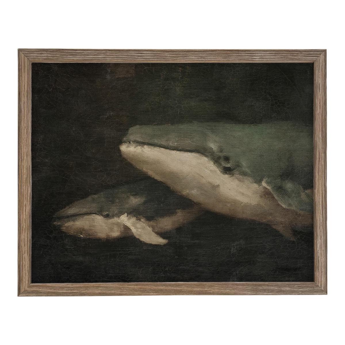 Framed Vintage Seascape Canvas Print; Coastal Beach Art; Nautical Art; Whale #COAS-206