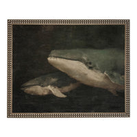 Framed Vintage Seascape Canvas Print; Coastal Beach Art; Nautical Art; Whale #COAS-206