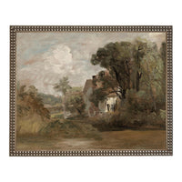Framed Vintage Canvas Print: English Cottage Landscape Art #LAN-281