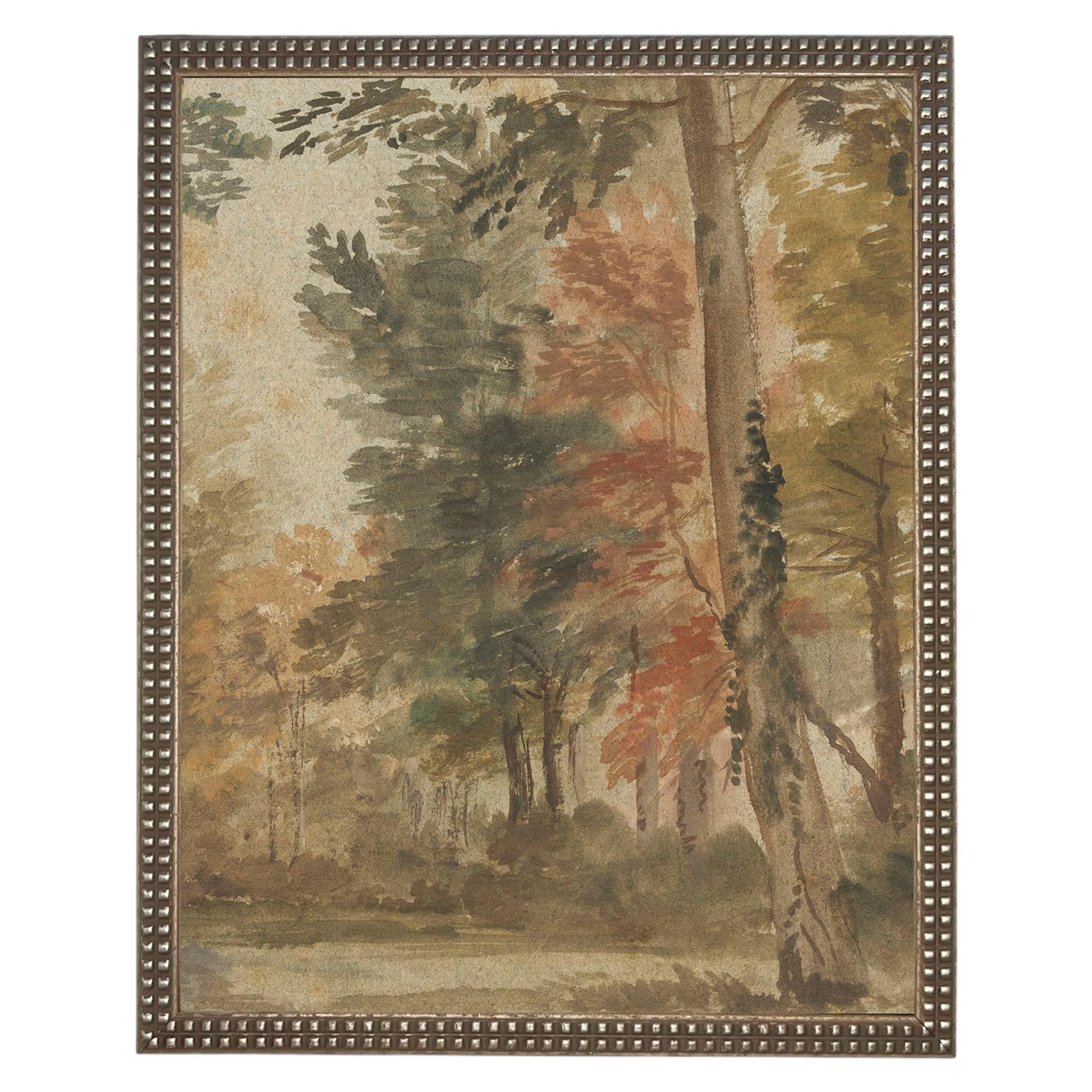 Framed Vintage Canvas Print: Fall Farmhouse Landscape Art #LAN-282