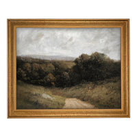 Framed Vintage Canvas Print: Countryside Road Landscape Art #LAN-284