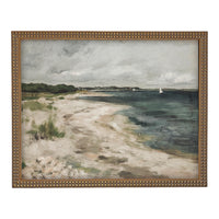 Vintage Framed Seascape Canvas Art Print: Coastal Beach House Decor #COAS-205